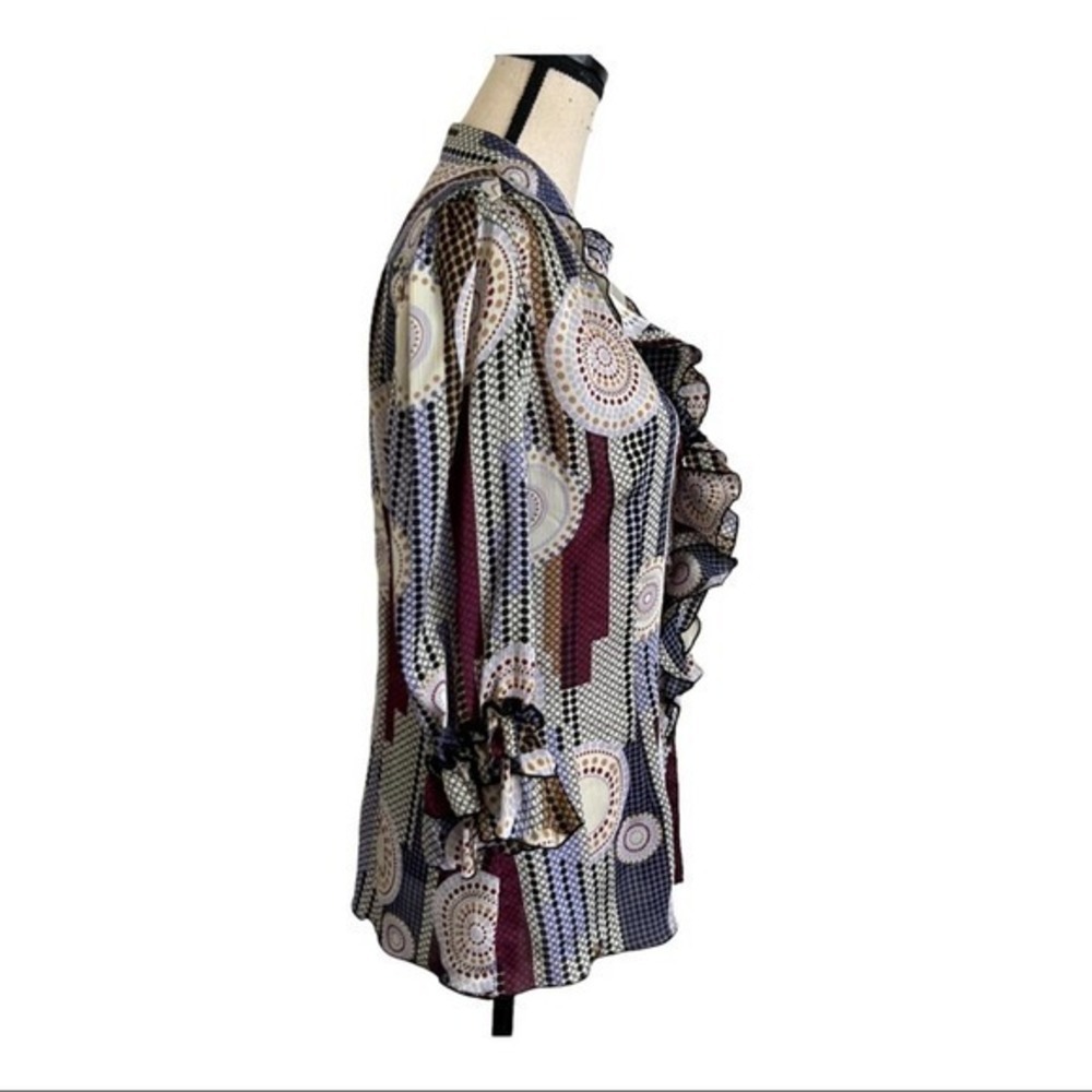 Piano Vintage 80s Ruffle Blouse Size M - Picture 3 of 6